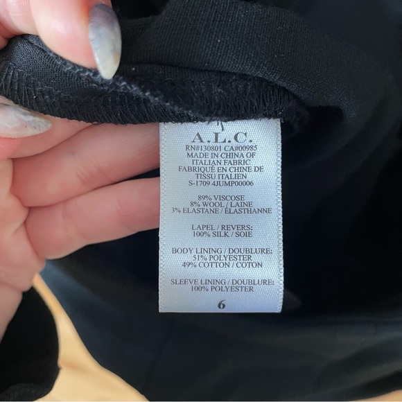 A.L.C. Kensington Tuxedo Black Long Sleeve Black Cutout V-Neck Jumpsuit NWT Sz 6 - Picture 8 of 10